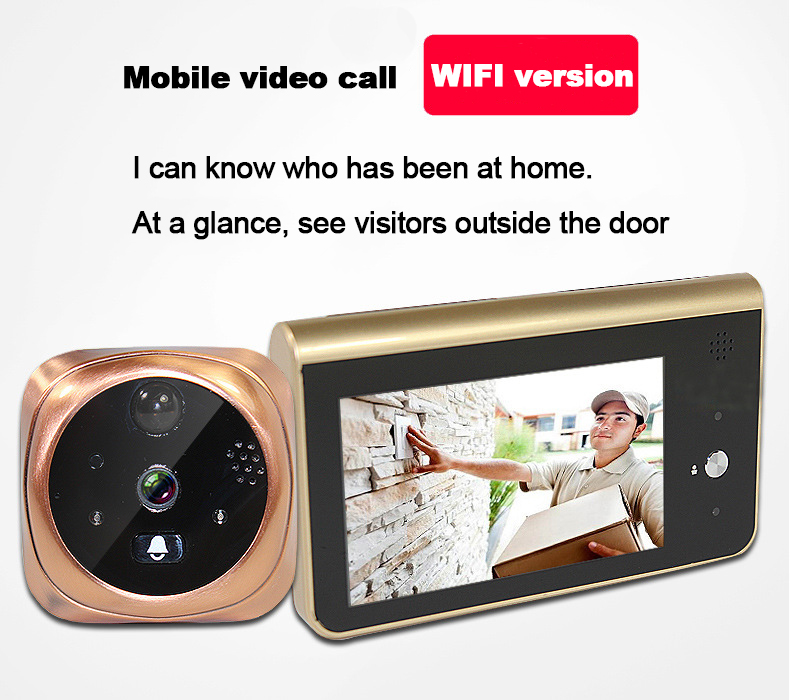 Wifi smart electronic cat eye video doorbell remote monitoring video intercom infrared motion detection alarm